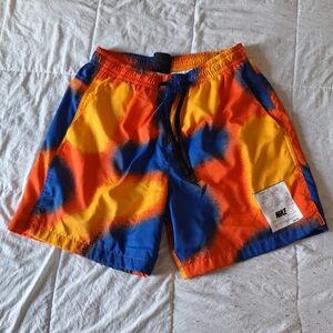 Nike CZ8962-739 Men Standard Mid Thigh Shorts Polyester Blue Orange Size Small